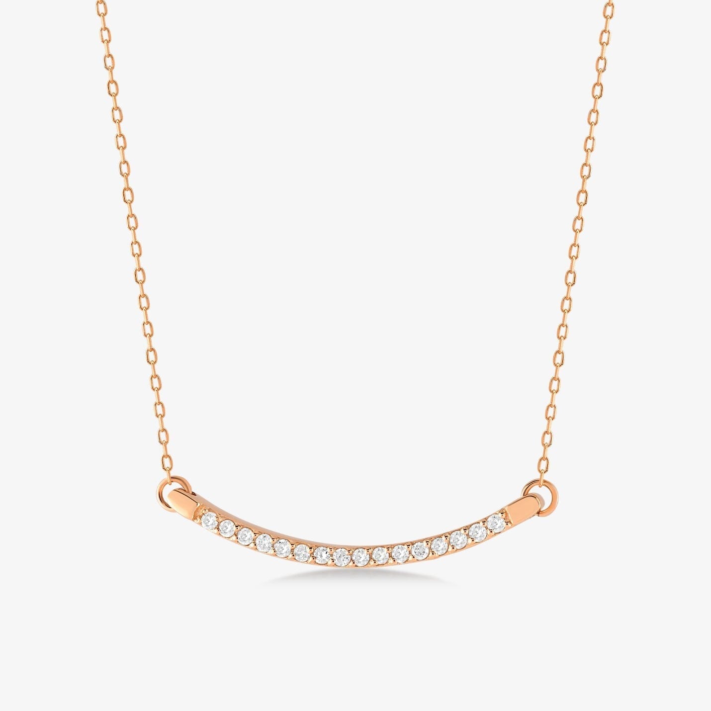 Diamond Pave Curved Necklace in 14k Solid Gold - JCarat