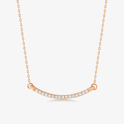 Diamond Pave Curved Necklace in 14k Solid Gold - JCarat