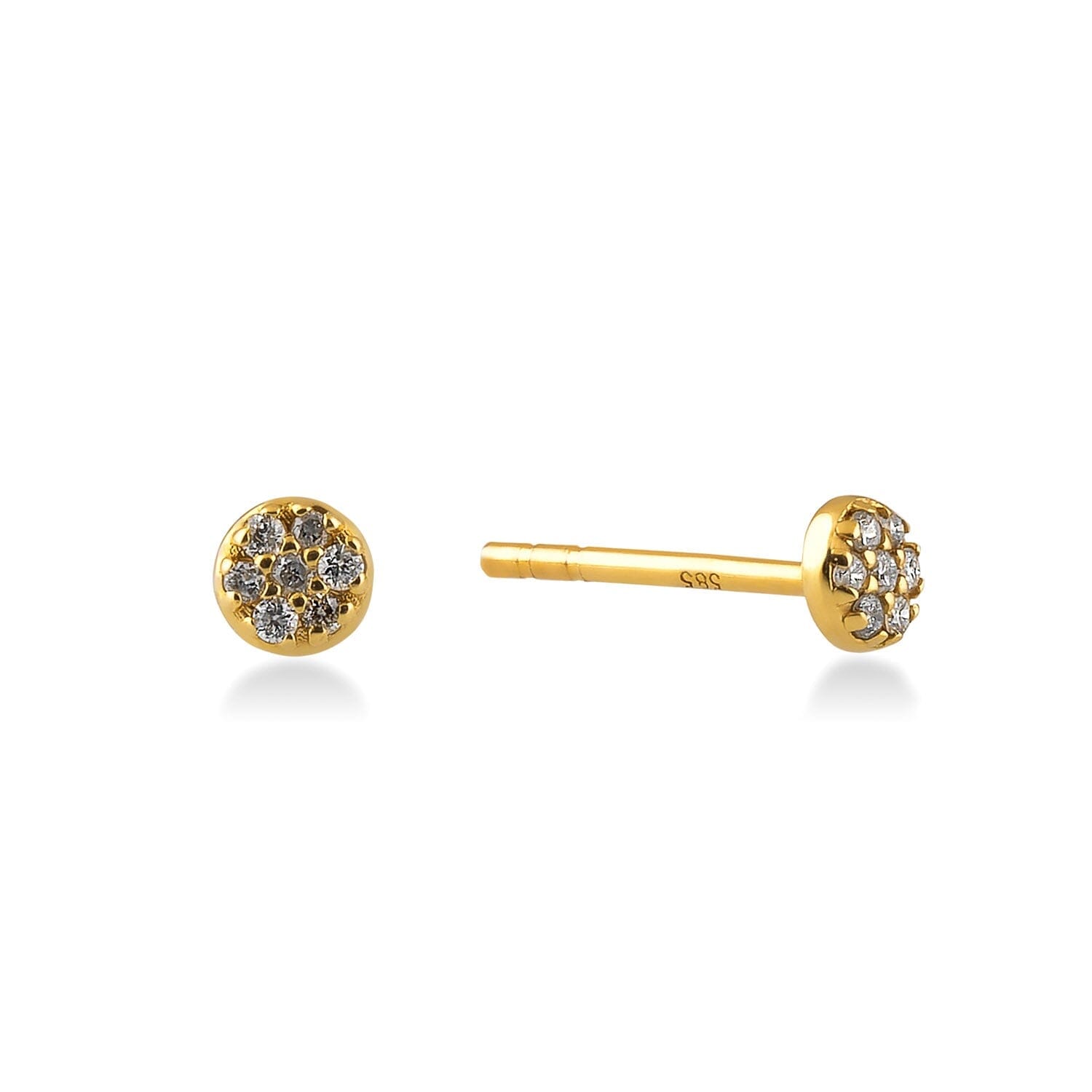 Diamond Pave Dot Earrings in 14k Solid Gold - JCarat