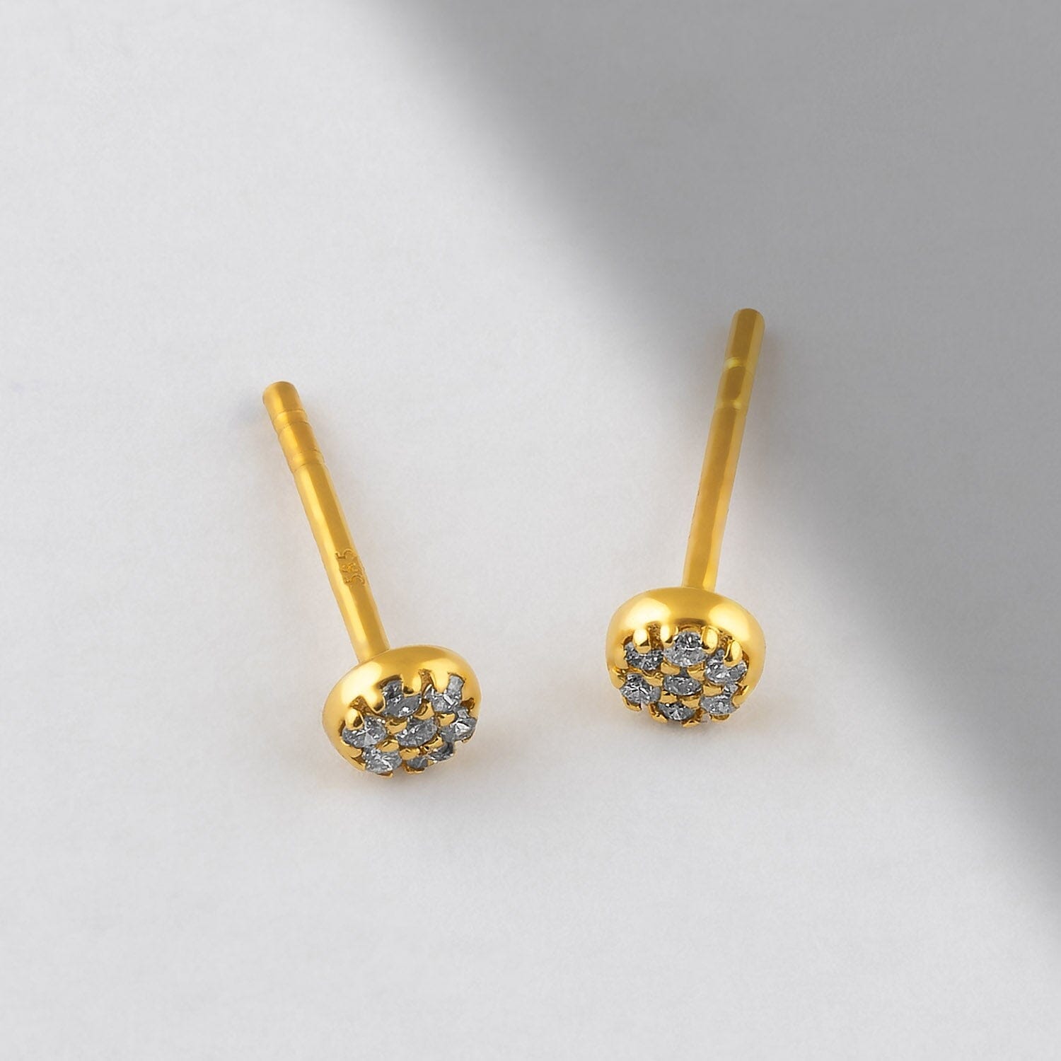 Diamond Pave Dot Earrings in 14k Solid Gold - JCarat