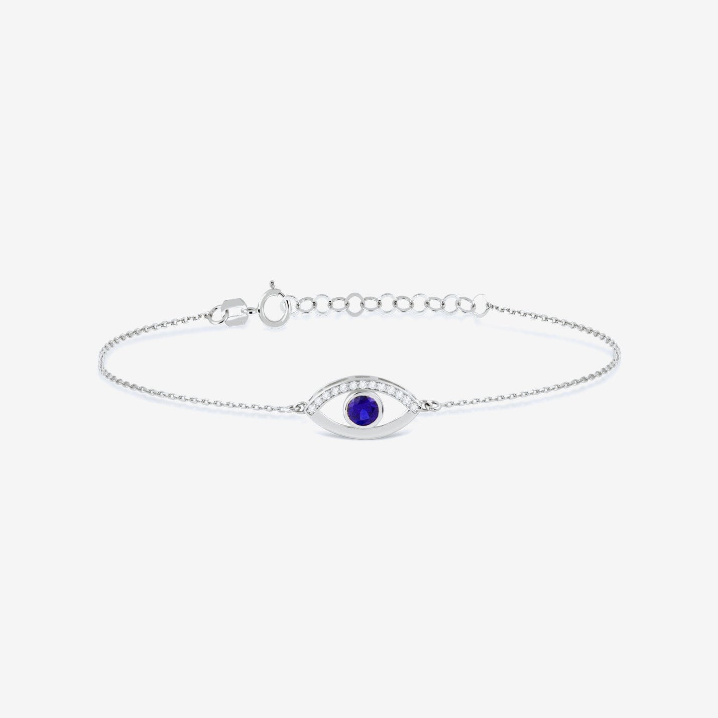 Diamond Sapphire Evil Eye Bracelet in 14k Solid Gold - JCarat