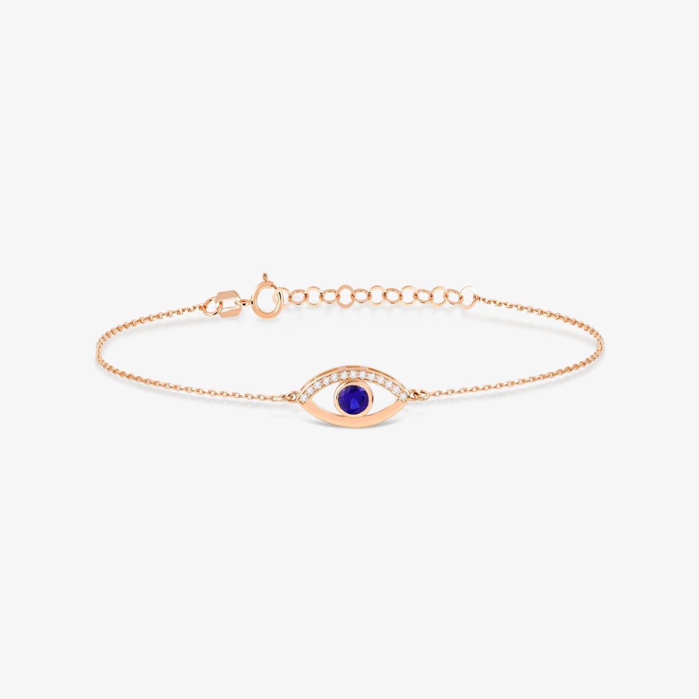 Diamond Sapphire Evil Eye Bracelet in 14k Solid Gold - JCarat