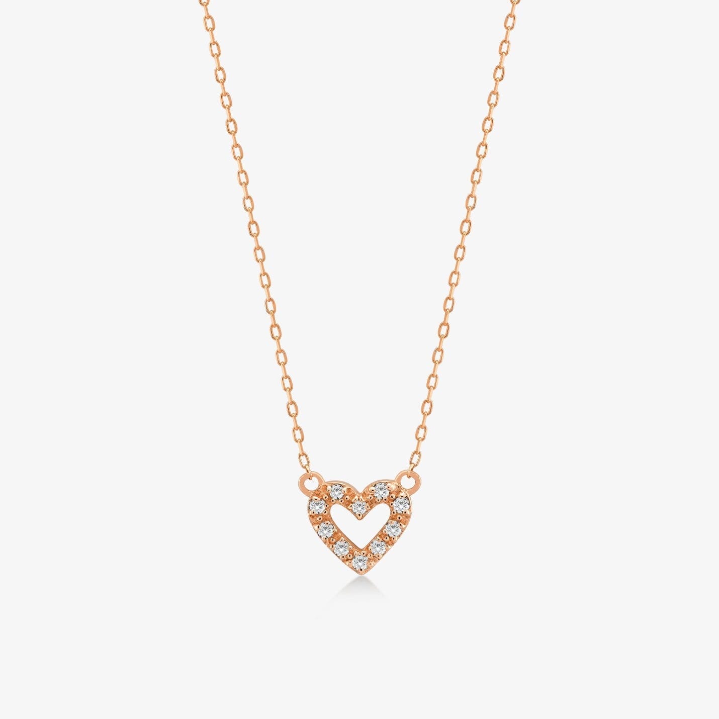 Diamond Small Heart Necklace in 14k Solid Gold - JCarat