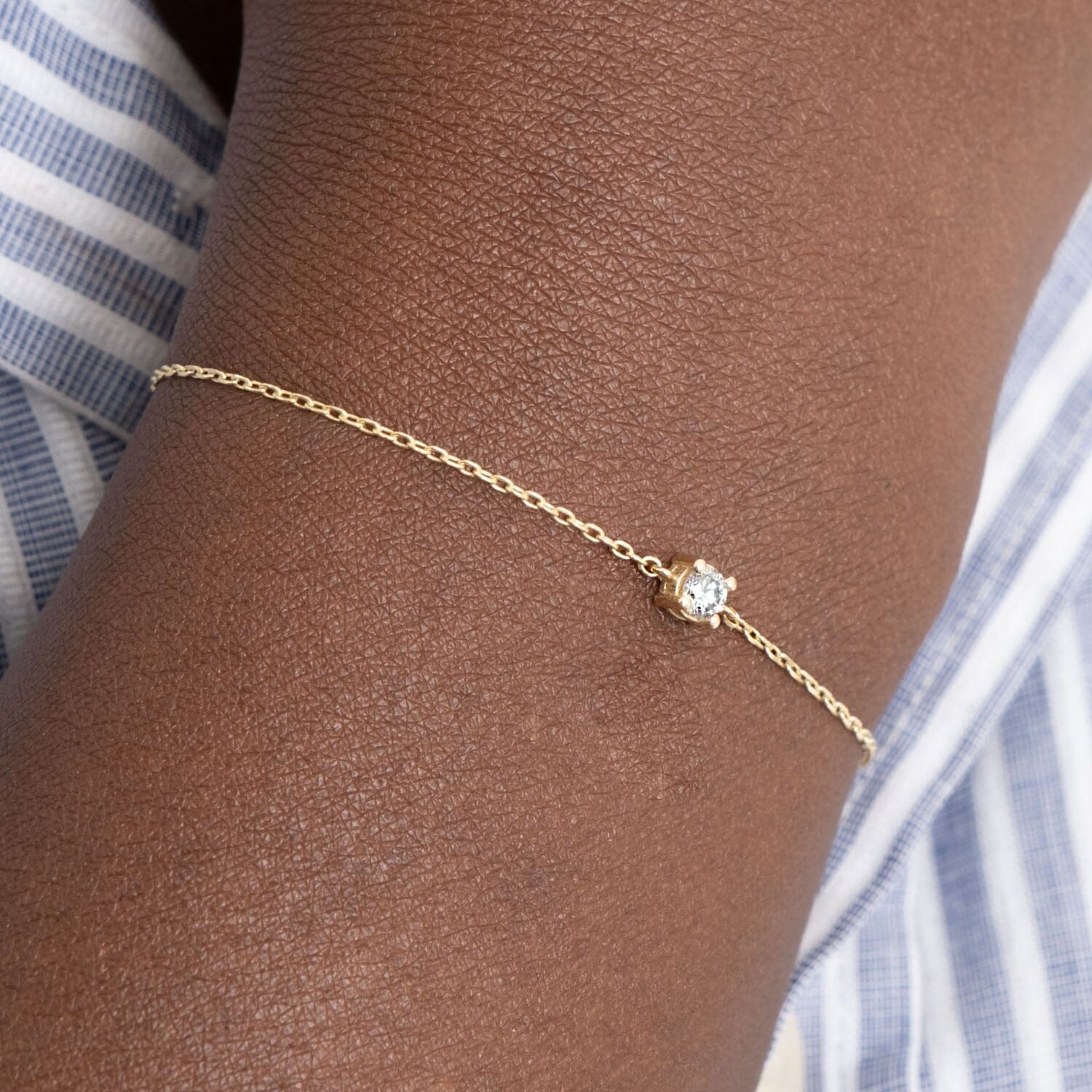 Dainty Diamond Bracelet / Solid Gold Solitaire Diamond Bracelet / Diamond  Bezel / Dainty Diamond Bracelet/ Bridesmaids Gift - Etsy | Solitaire  bracelet, Diamond bezel bracelet, Bracelets gold diamond