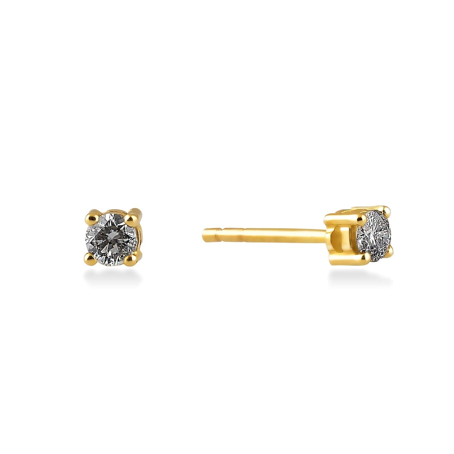 Diamond Solitaire Earrings in 14k Solid Gold - JCarat