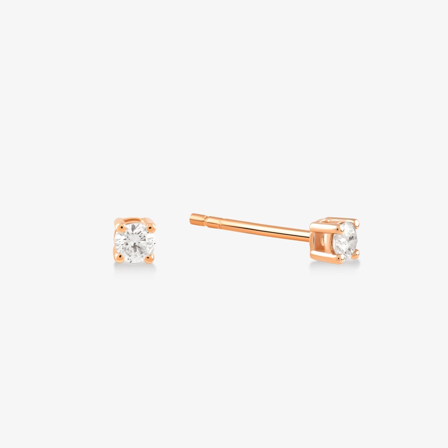 Diamond Solitaire Earrings in 14k Solid Gold - JCarat