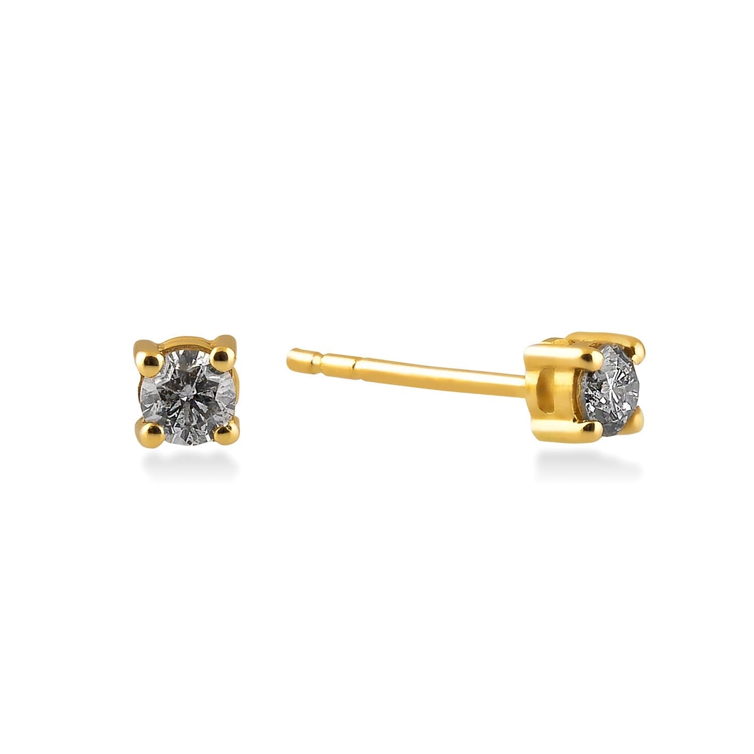 Diamond Solitaire Earrings in 14k Solid Gold - JCarat