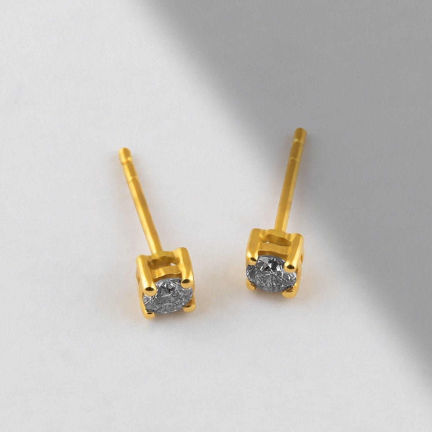 Diamond Solitaire Earrings in 14k Solid Gold - JCarat