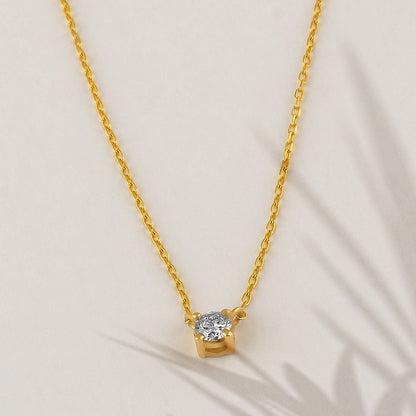 Diamond Square Solitaire Necklaces in 14k Solid Gold - JCarat