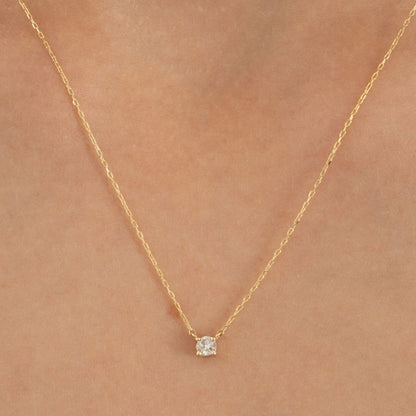 Diamond Square Solitaire Necklaces in 14k Solid Gold - JCarat