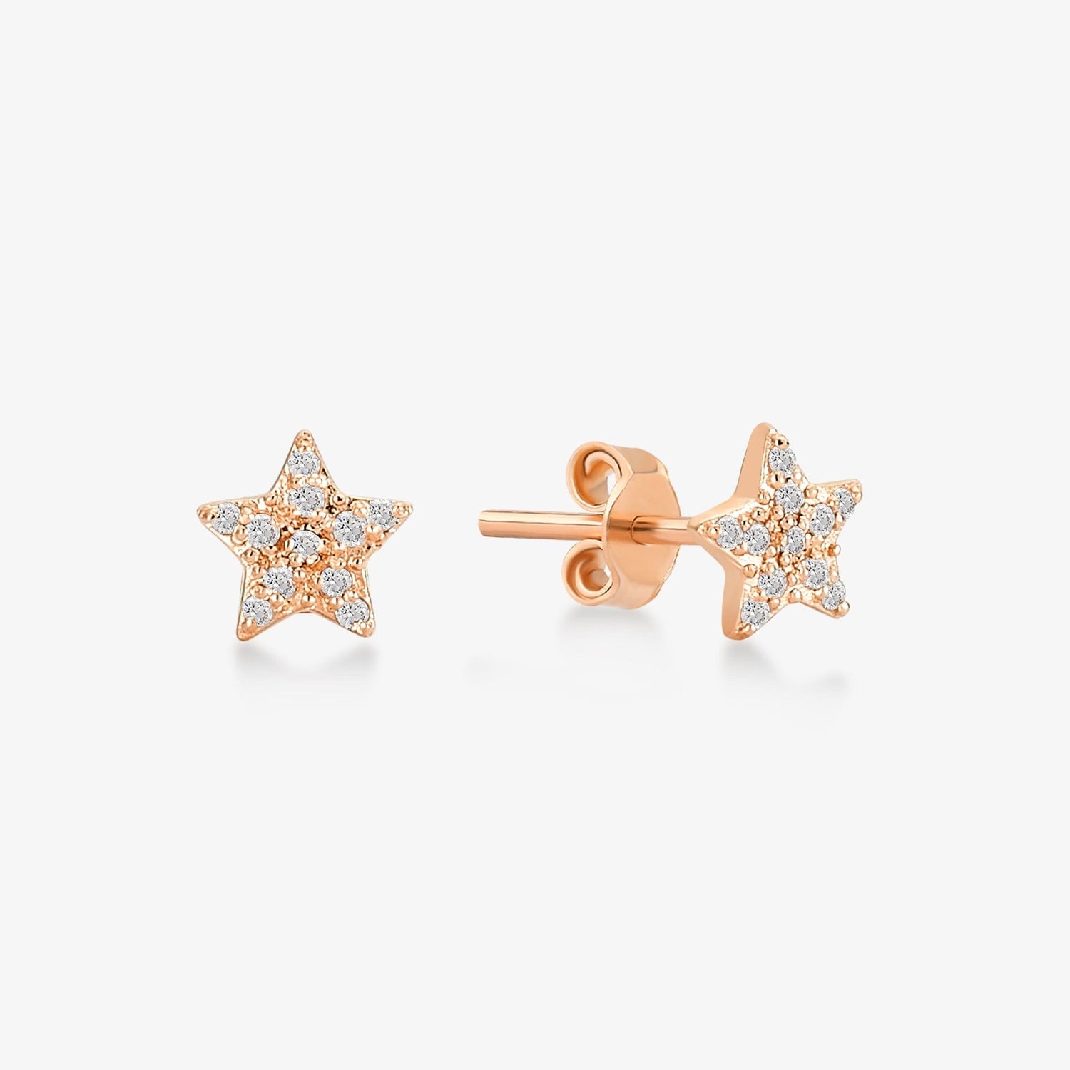 Diamond Star Earrings in 14k Solid Gold - JCarat