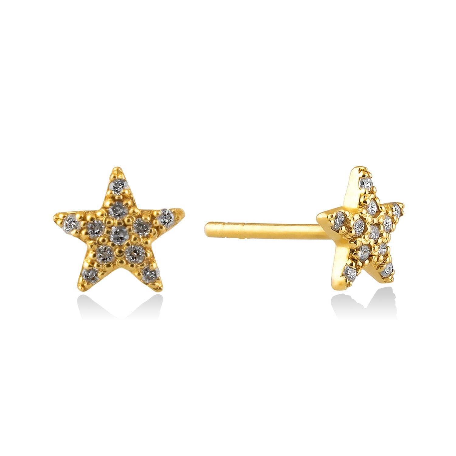 14K Solid Gold Navy Blue Stone Star Earrings
