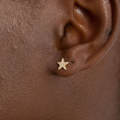 Diamond Star Earrings in 14k Solid Gold - JCarat