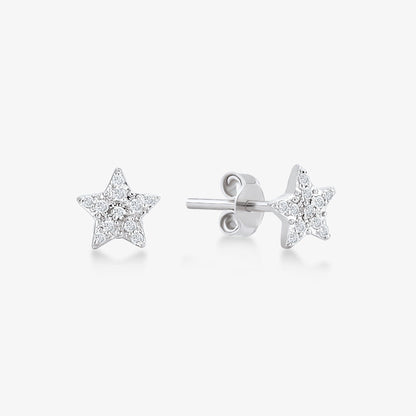 Diamond Star Earrings in 14k Solid Gold - JCarat