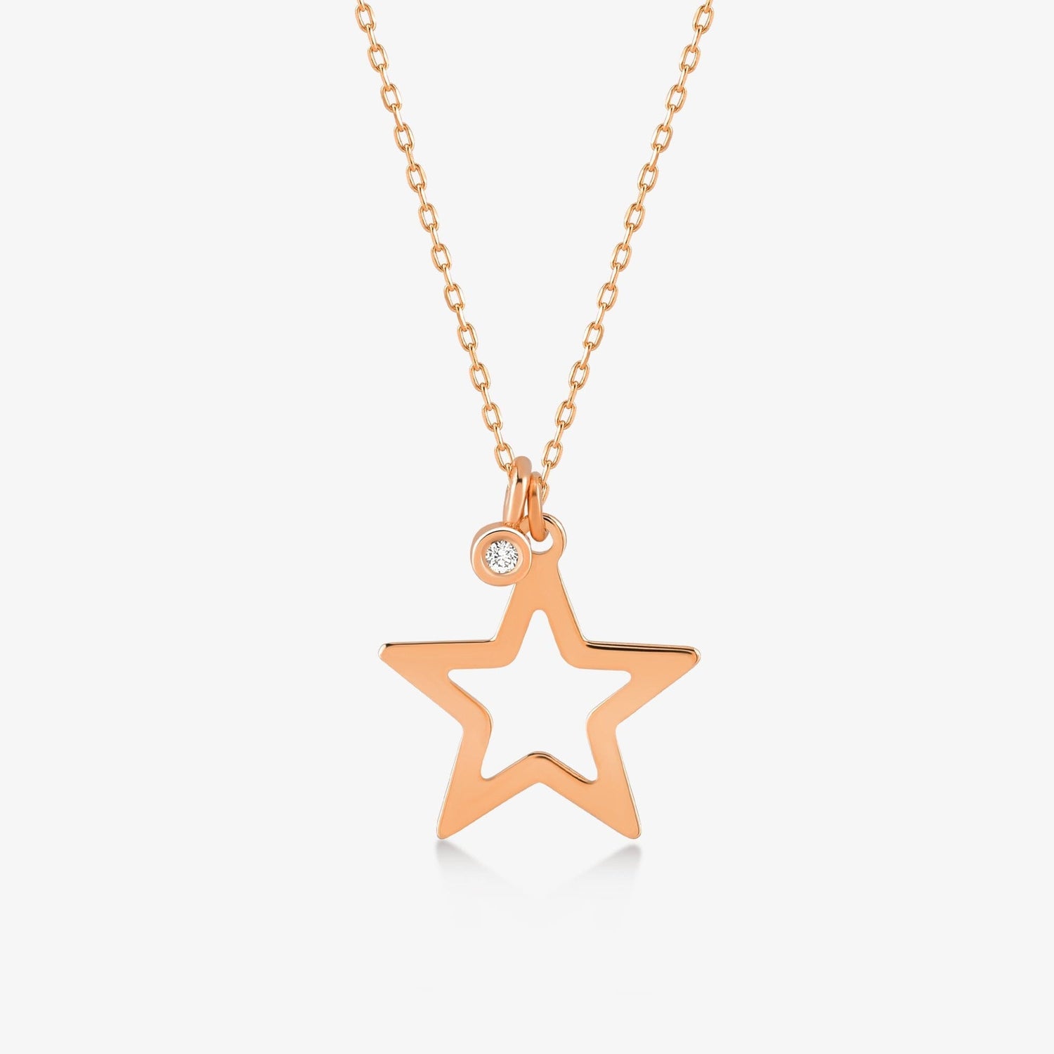 Diamond Star Necklace in 14k Solid Gold - JCarat