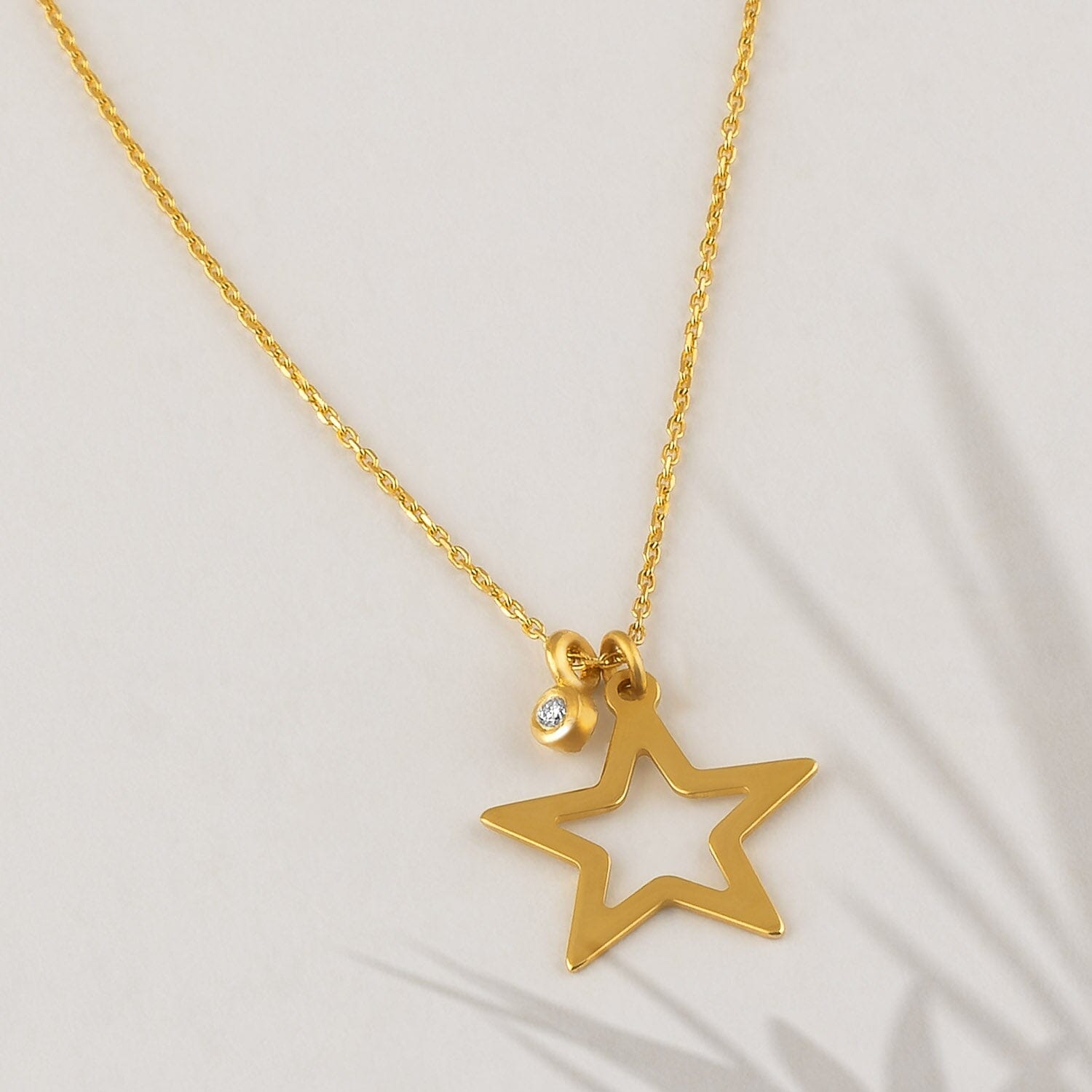 Diamond Star Necklace in 14k Solid Gold - JCarat