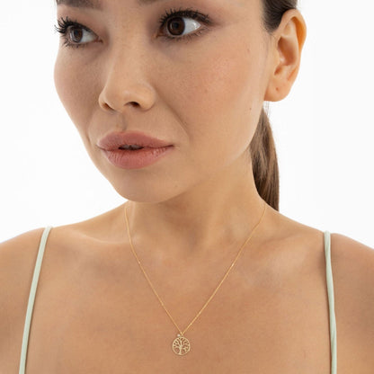 Diamond Tree of Life Necklace in 14k Solid Gold - JCarat