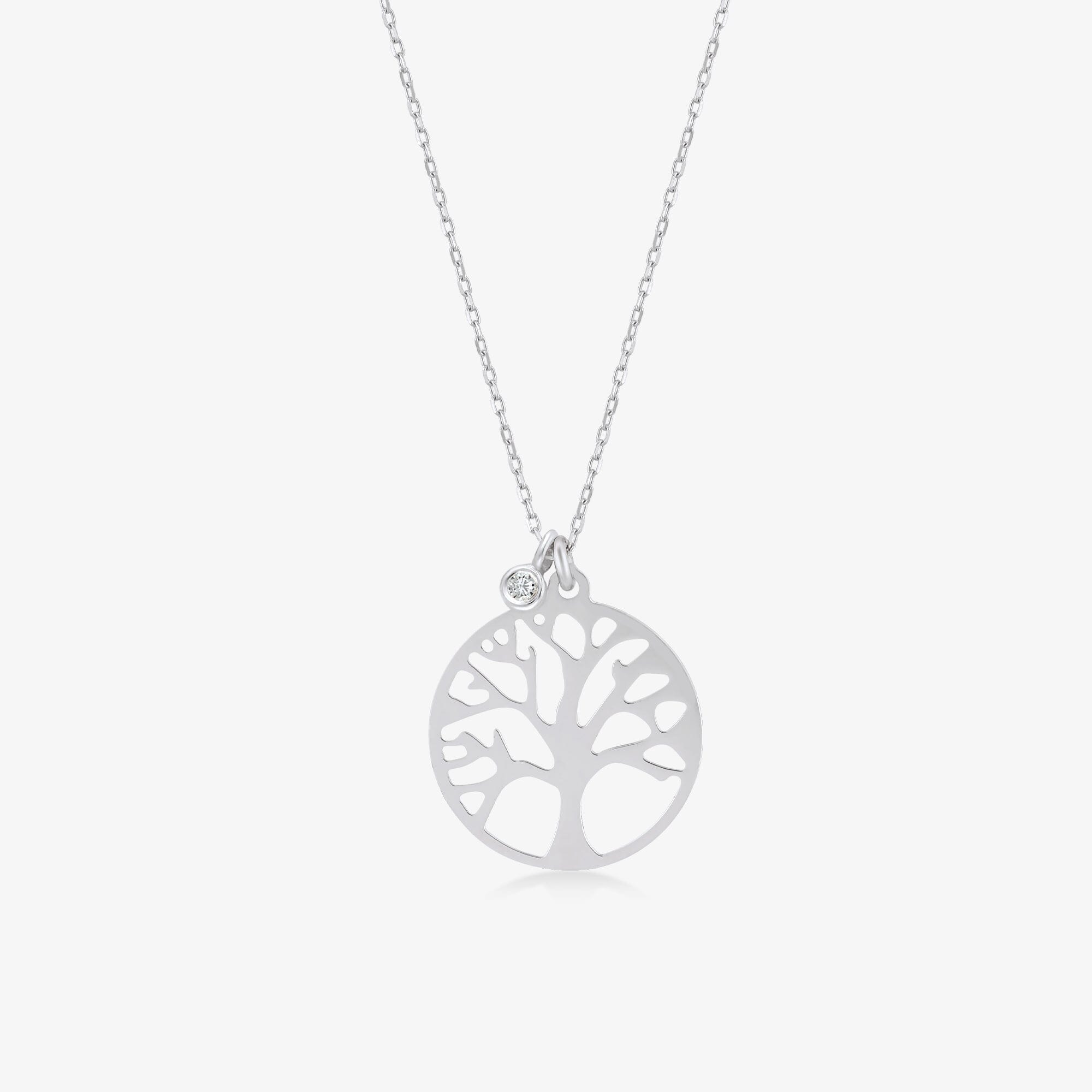 Diamond Tree of Life Necklace in 14k Solid Gold - JCarat