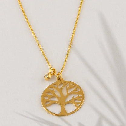 Diamond Tree of Life Necklace in 14k Solid Gold - JCarat