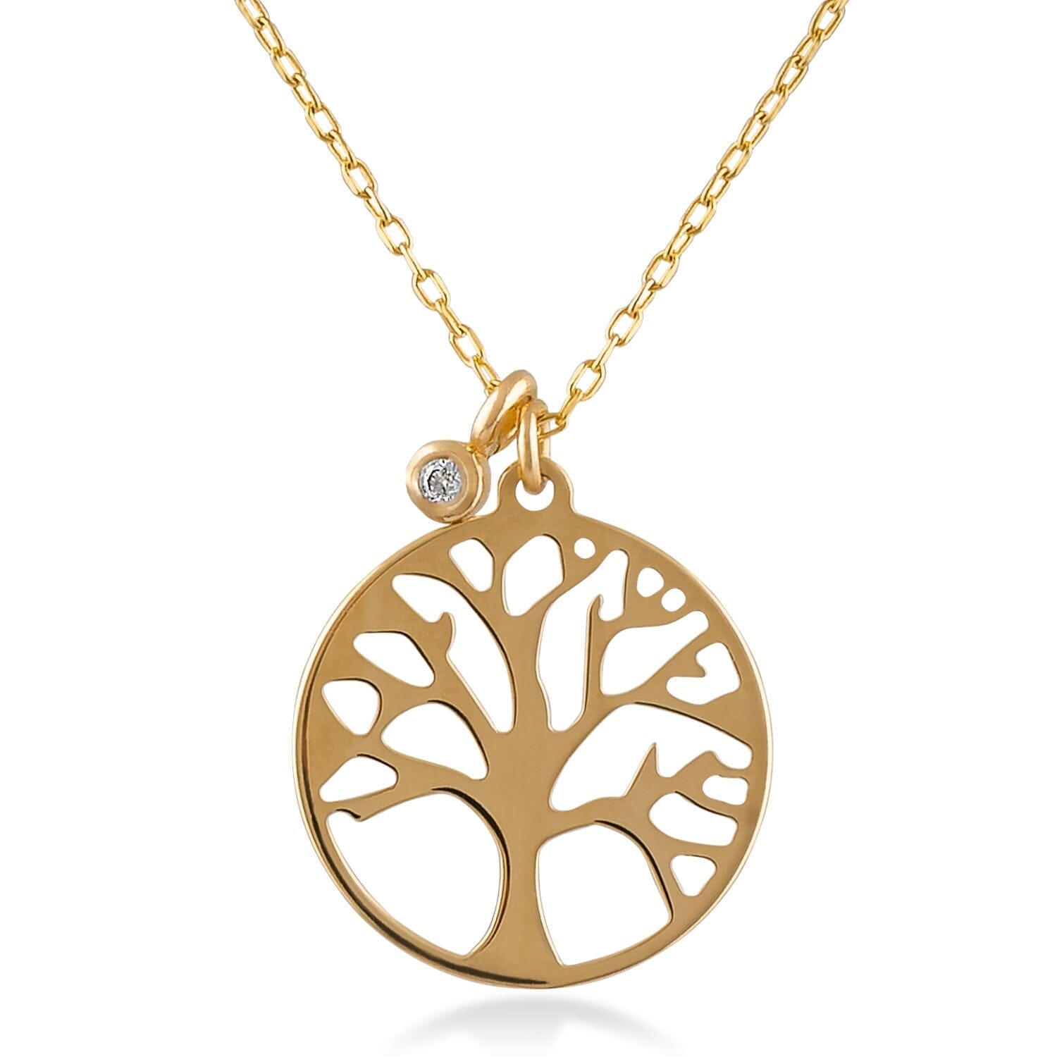 Diamond Tree of Life Necklace in 14k Solid Gold - JCarat