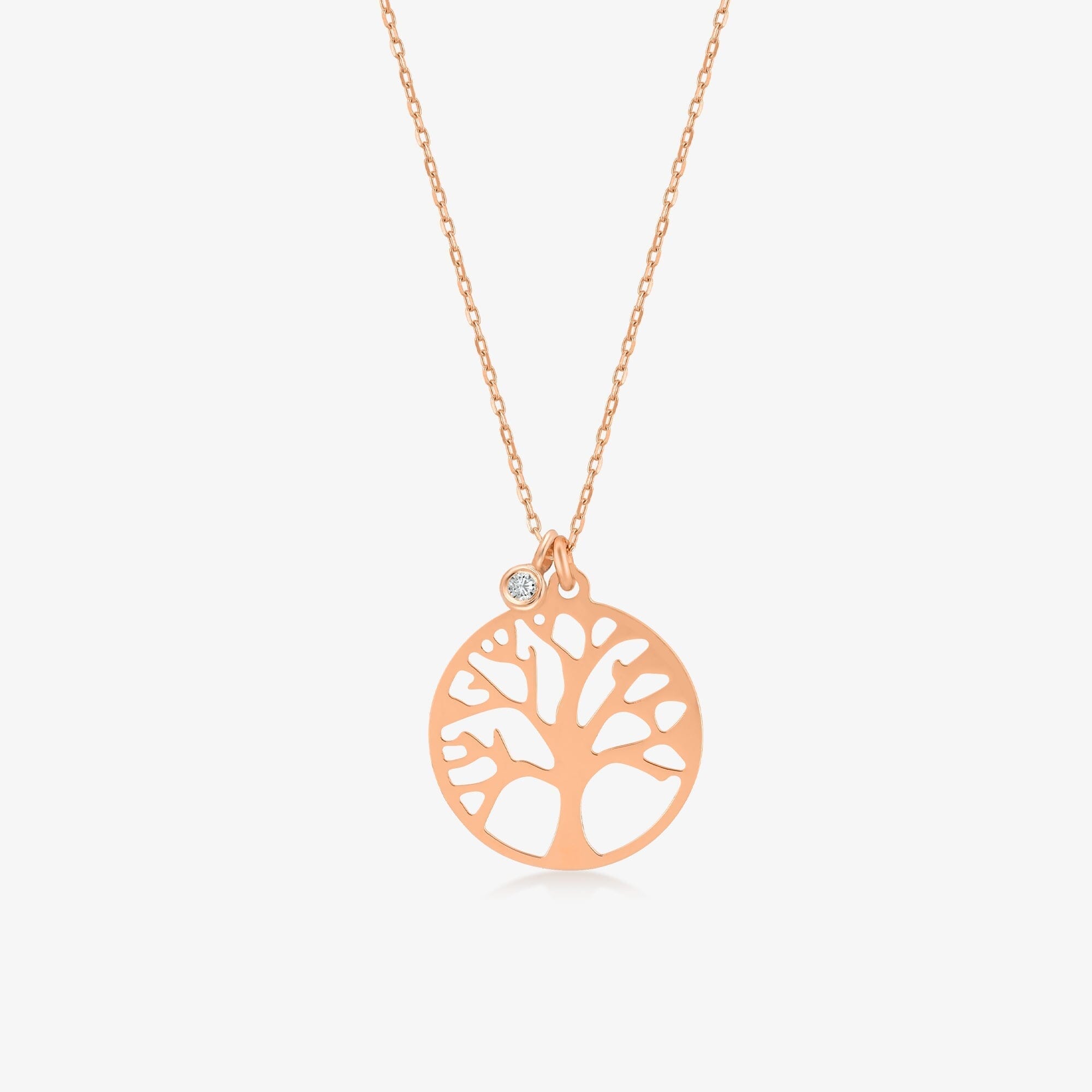 Diamond Tree of Life Necklace in 14k Solid Gold - JCarat