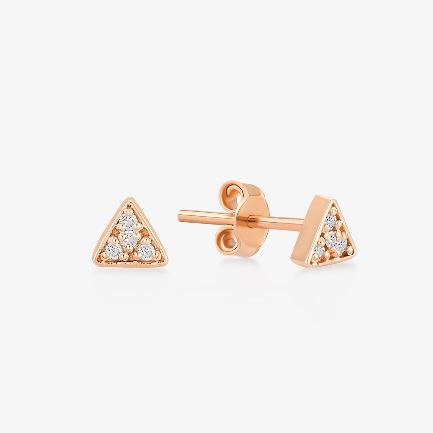 Diamond Triangle Earrings in 14k Solid Gold - JCarat