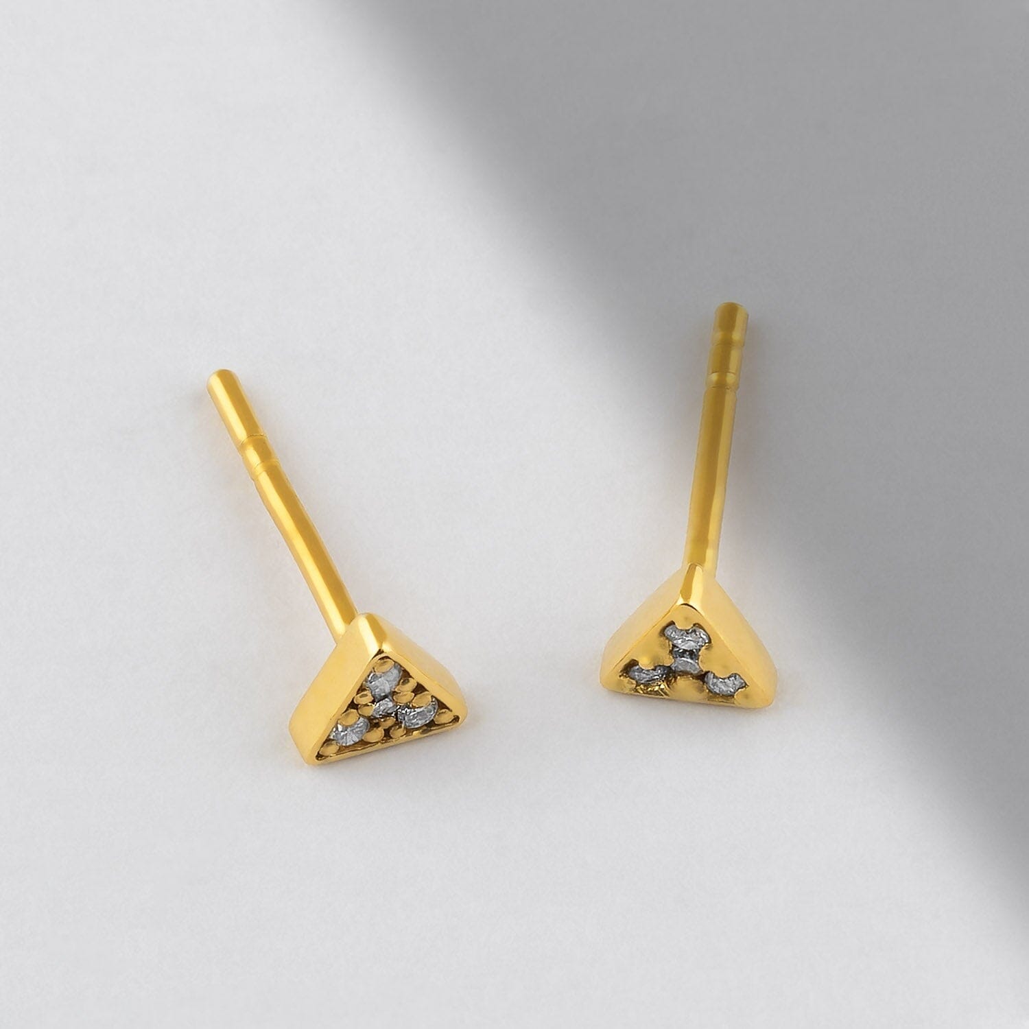 Diamond Triangle Earrings in 14k Solid Gold - JCarat