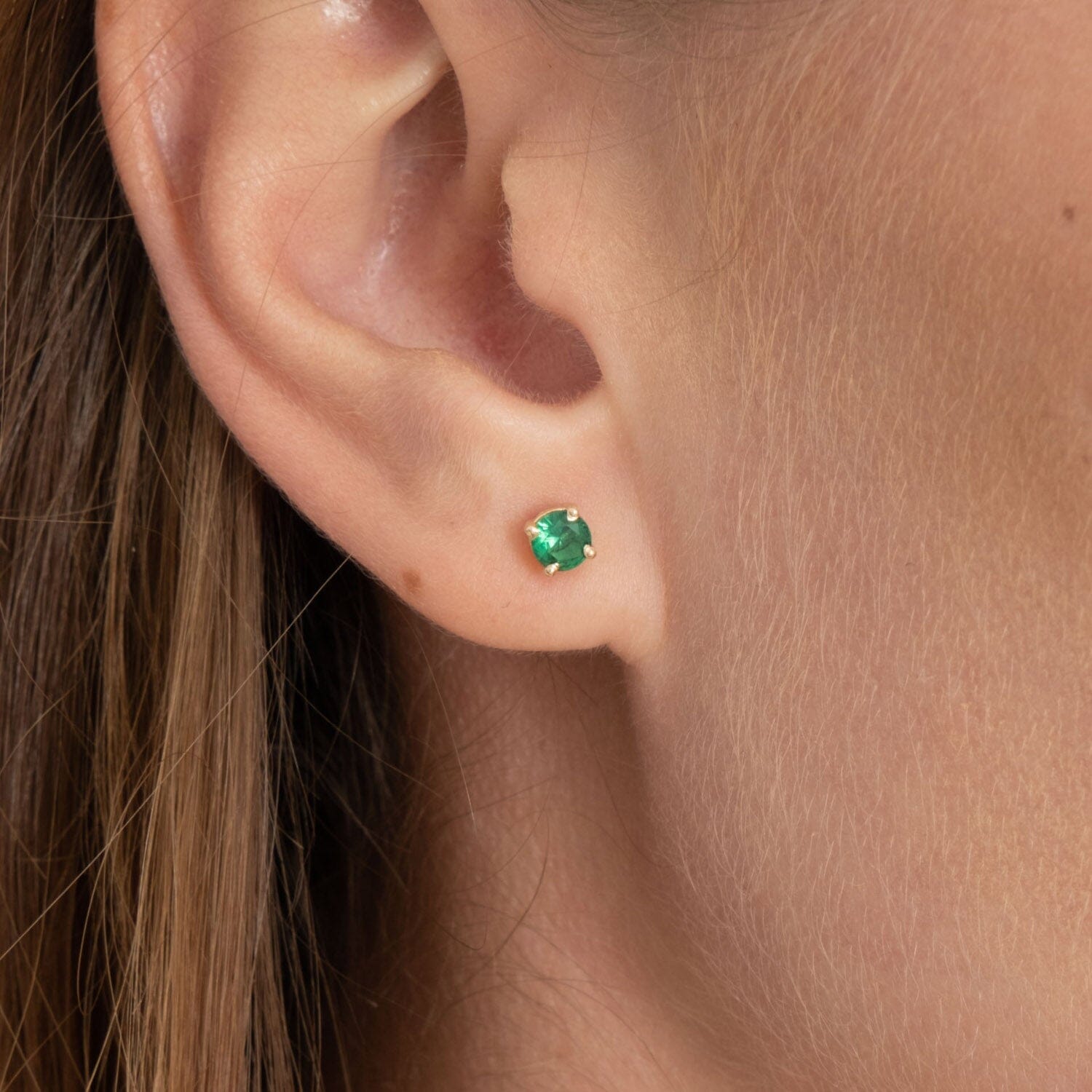 Emerald Studs in 14k Solid Gold - JCarat