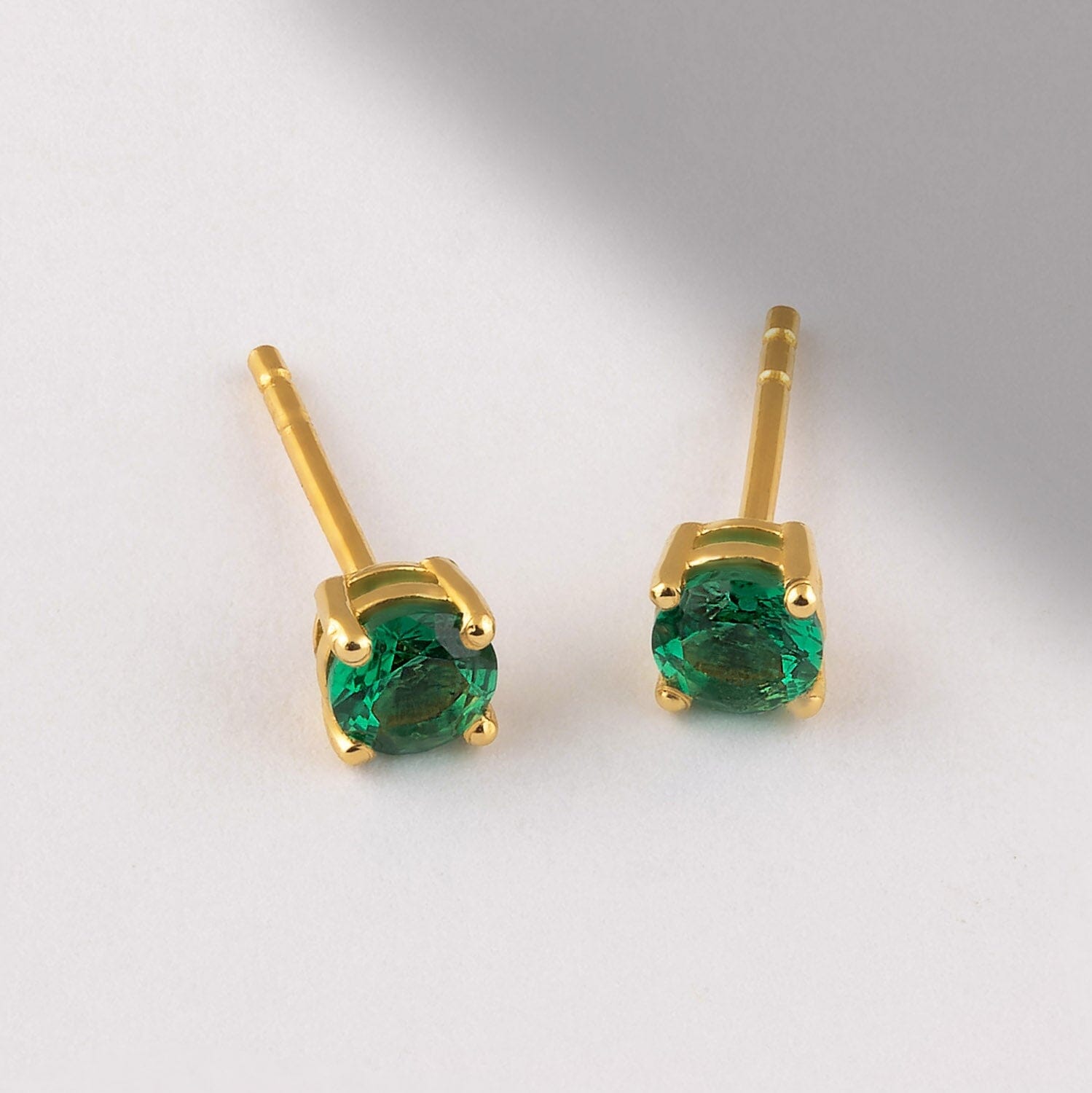 Emerald Studs in 14k Solid Gold - JCarat