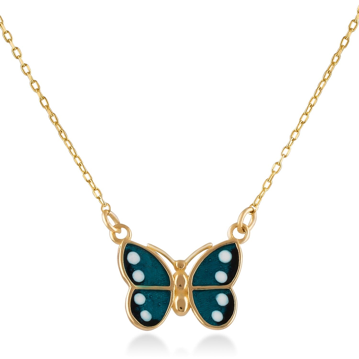 Enamel Butterfly Necklace in 14k Solid Gold - JCarat