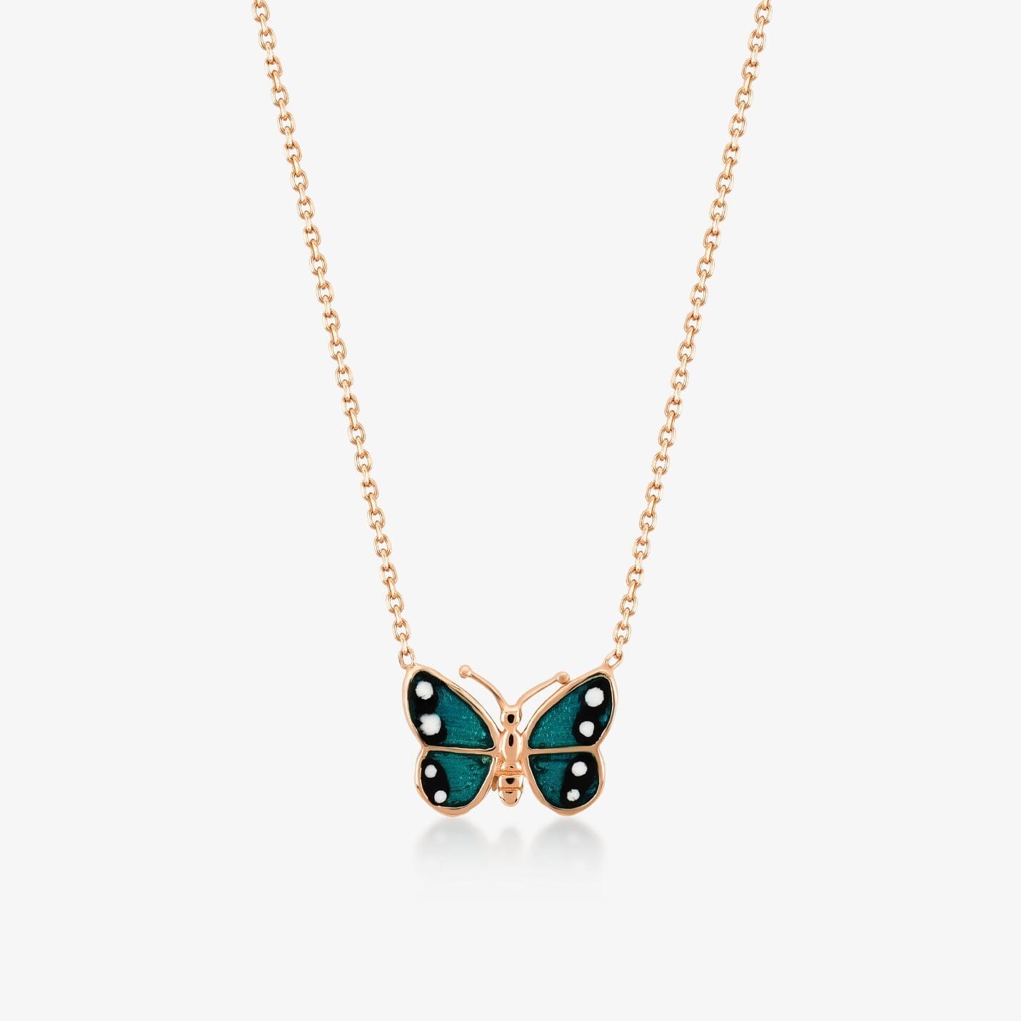 Enamel Butterfly Necklace in 14k Solid Gold - JCarat