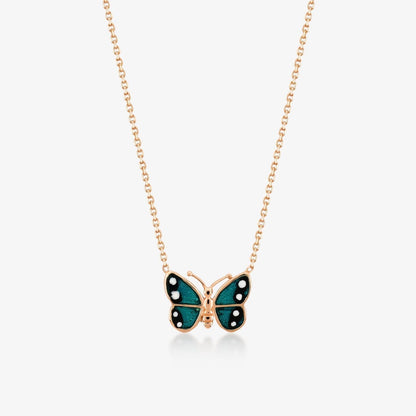 Enamel Butterfly Necklace in 14k Solid Gold - JCarat