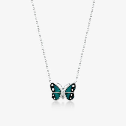 Enamel Butterfly Necklace in 14k Solid Gold - JCarat