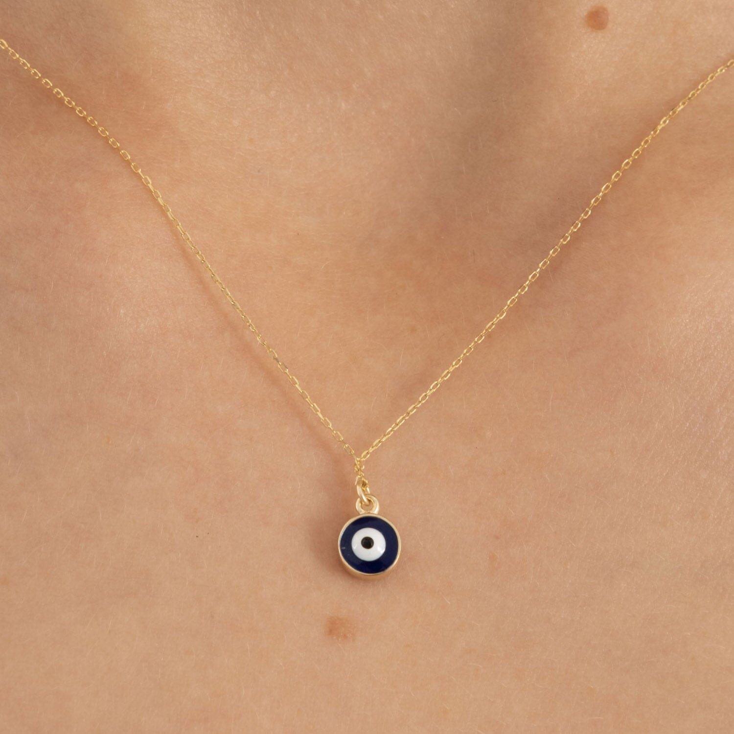 Evil Eye Bead Necklace in 14k Solid Gold - JCarat