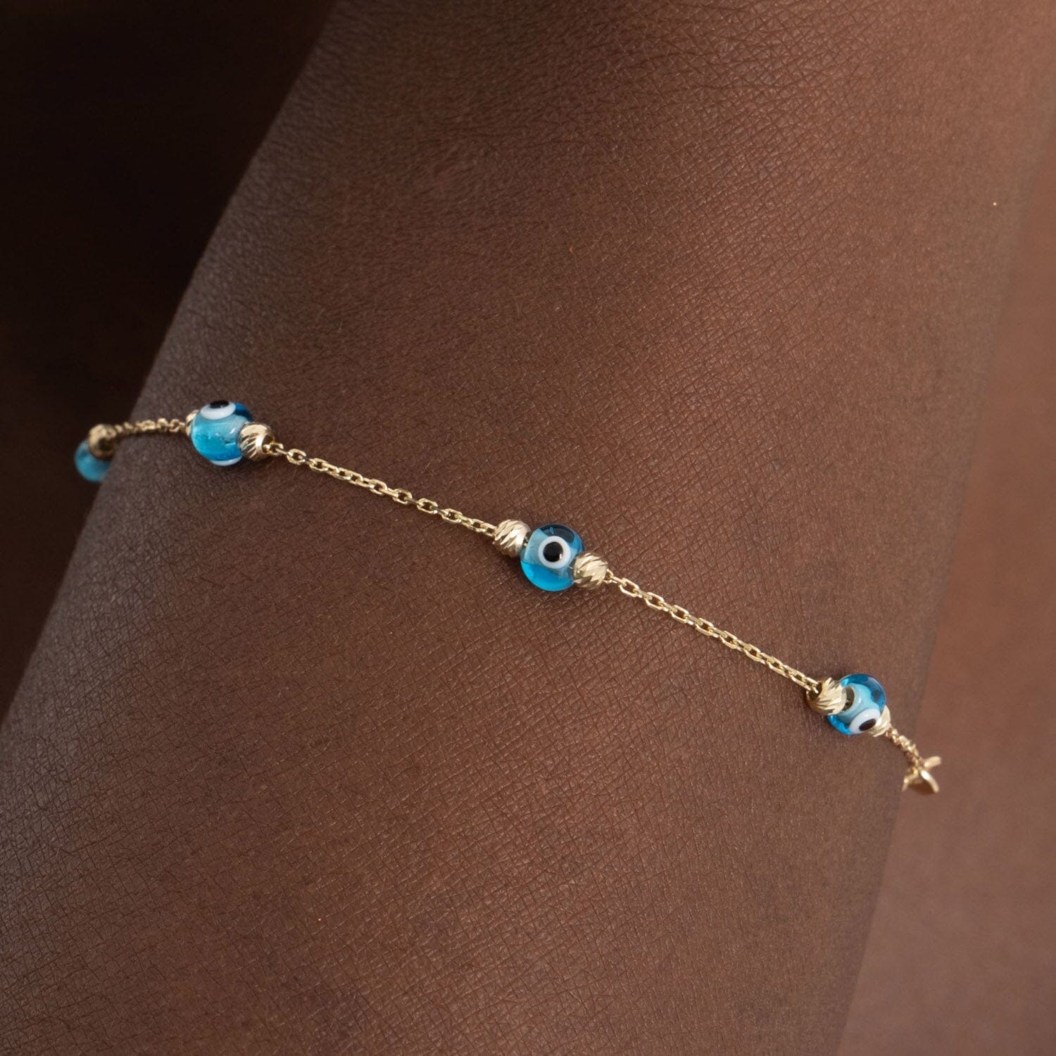 Evil Eye Station Bracelet in 14k Solid Gold - JCarat