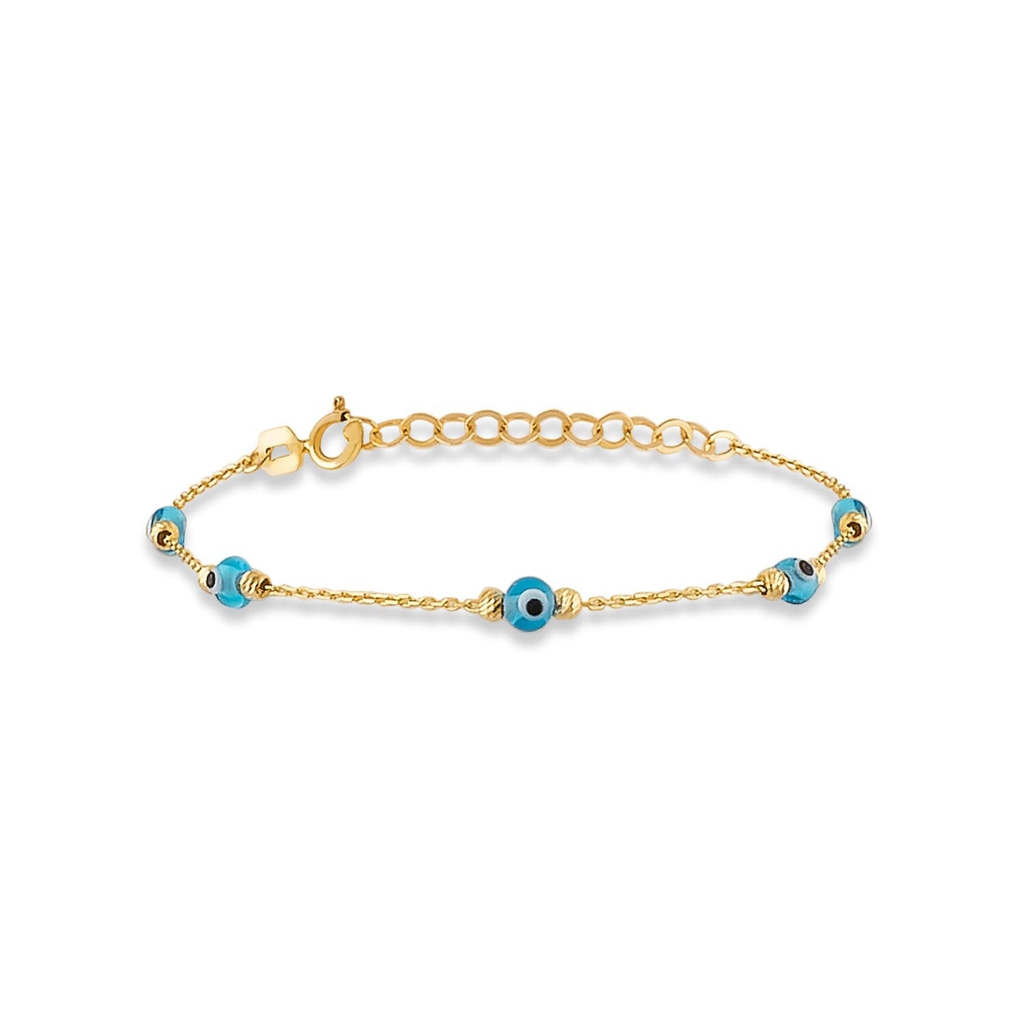 Evil Eye Station Bracelet in 14k Solid Gold - JCarat