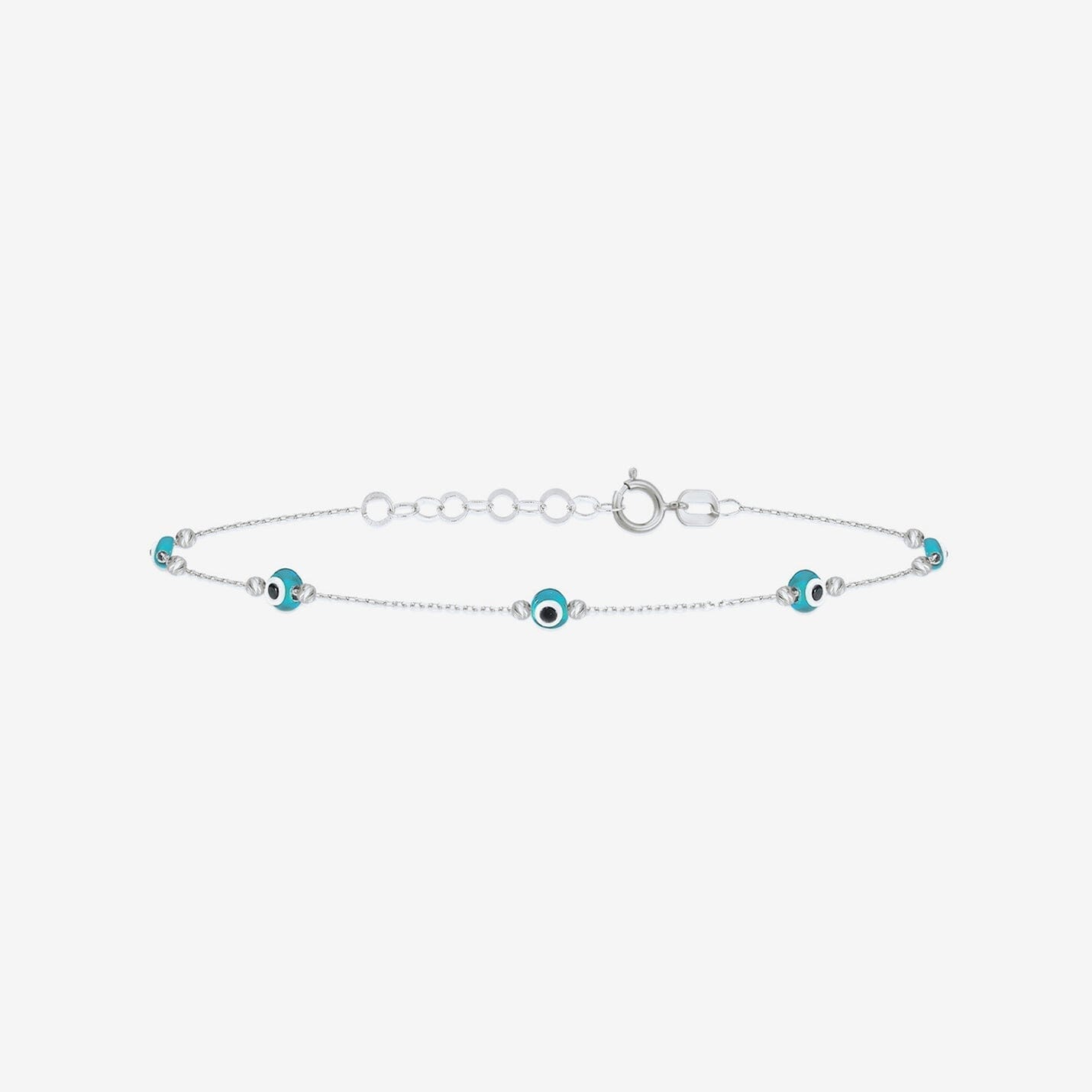 Evil Eye Station Bracelet in 14k Solid Gold - JCarat