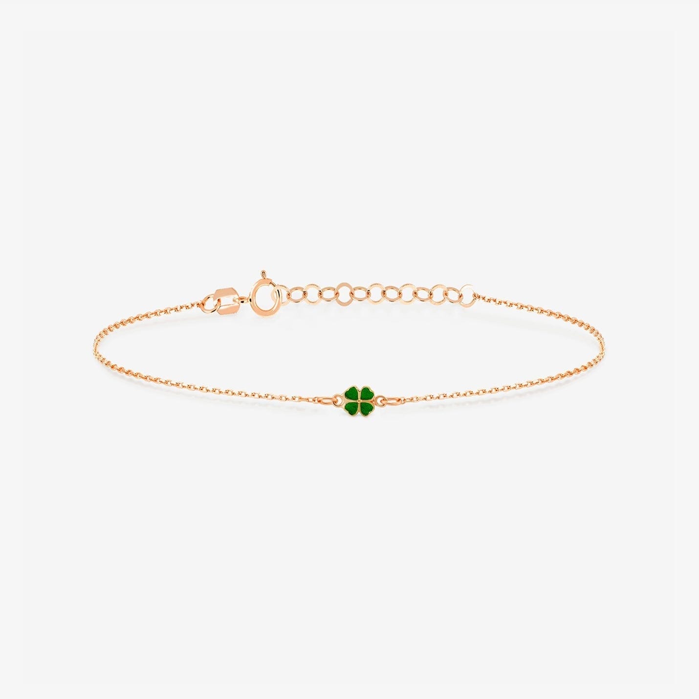 Green Clover Bracelet in 14k Solid Gold - JCarat