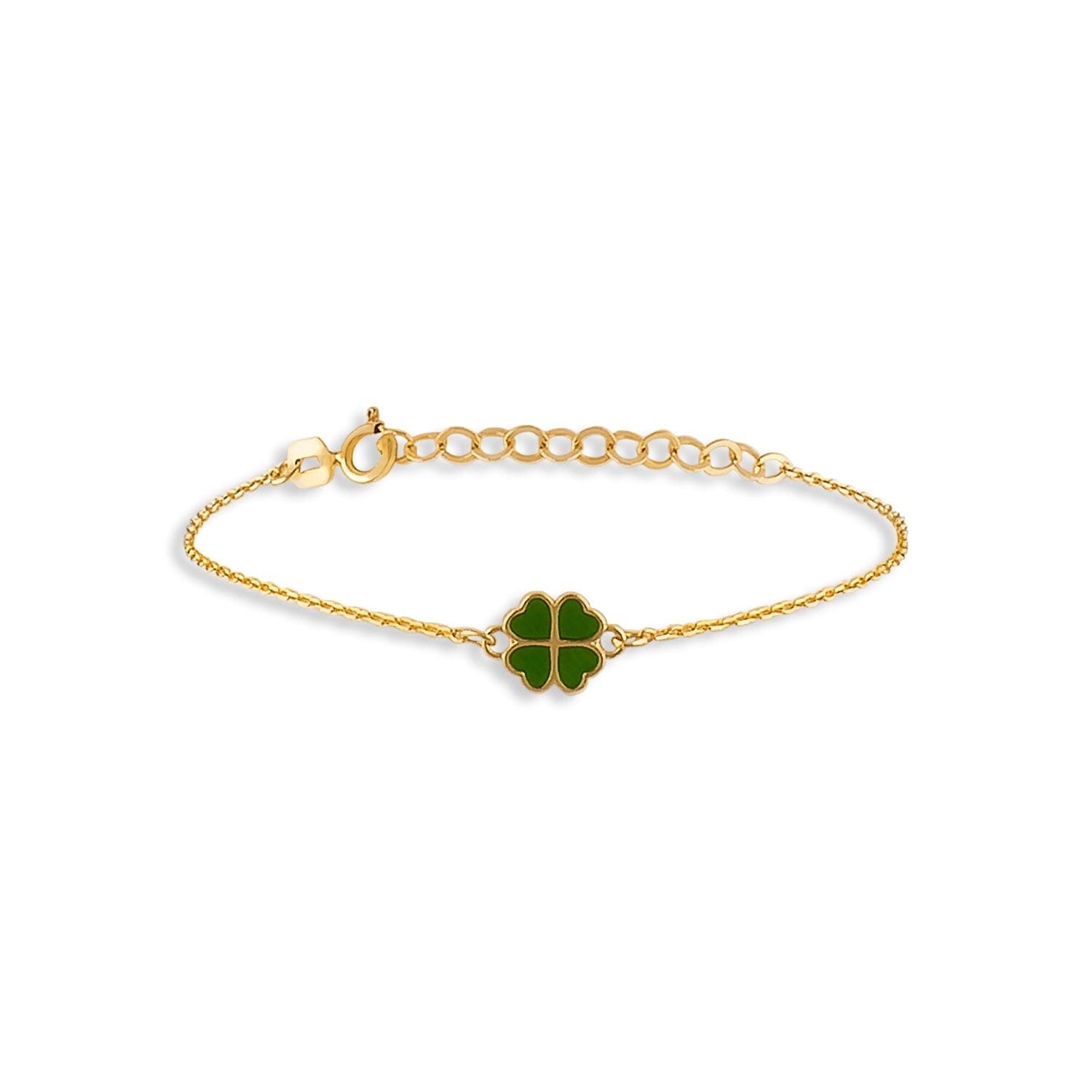 Green Clover Bracelet in 14k Solid Gold - JCarat