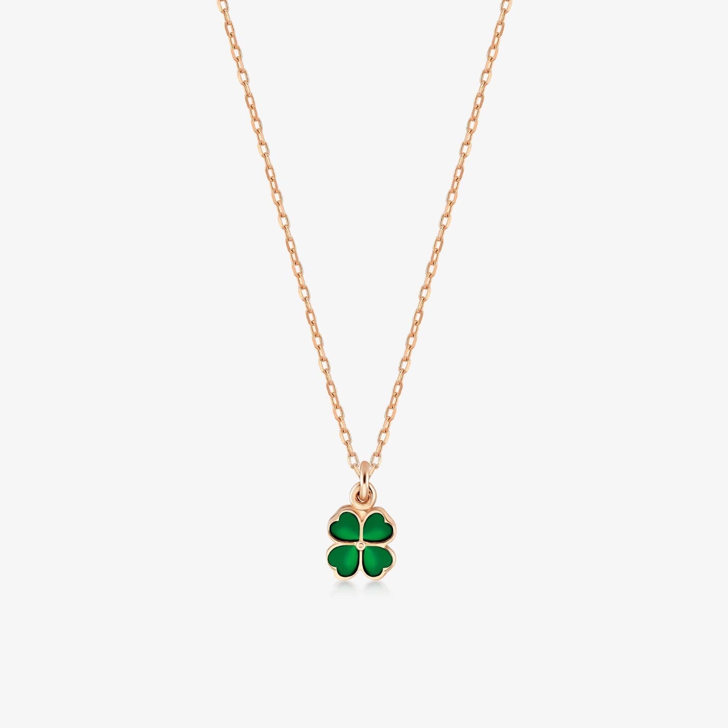 Green Clover Necklace in 14k Solid Gold - JCarat