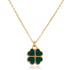 Green Clover Necklace in 14k Solid Gold - JCarat