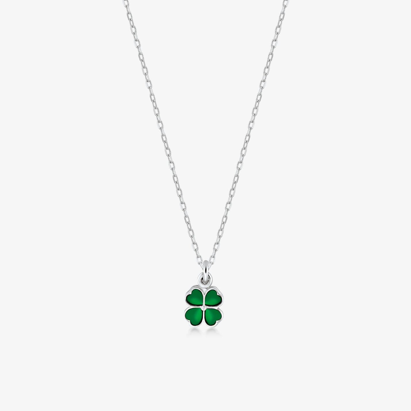 Green Clover Necklace in 14k Solid Gold - JCarat