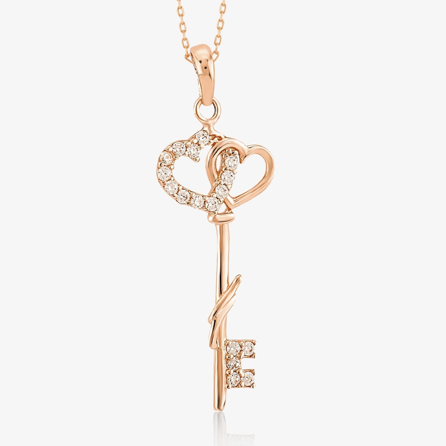 Heart and Key Necklace in 14k Solid Gold - JCarat