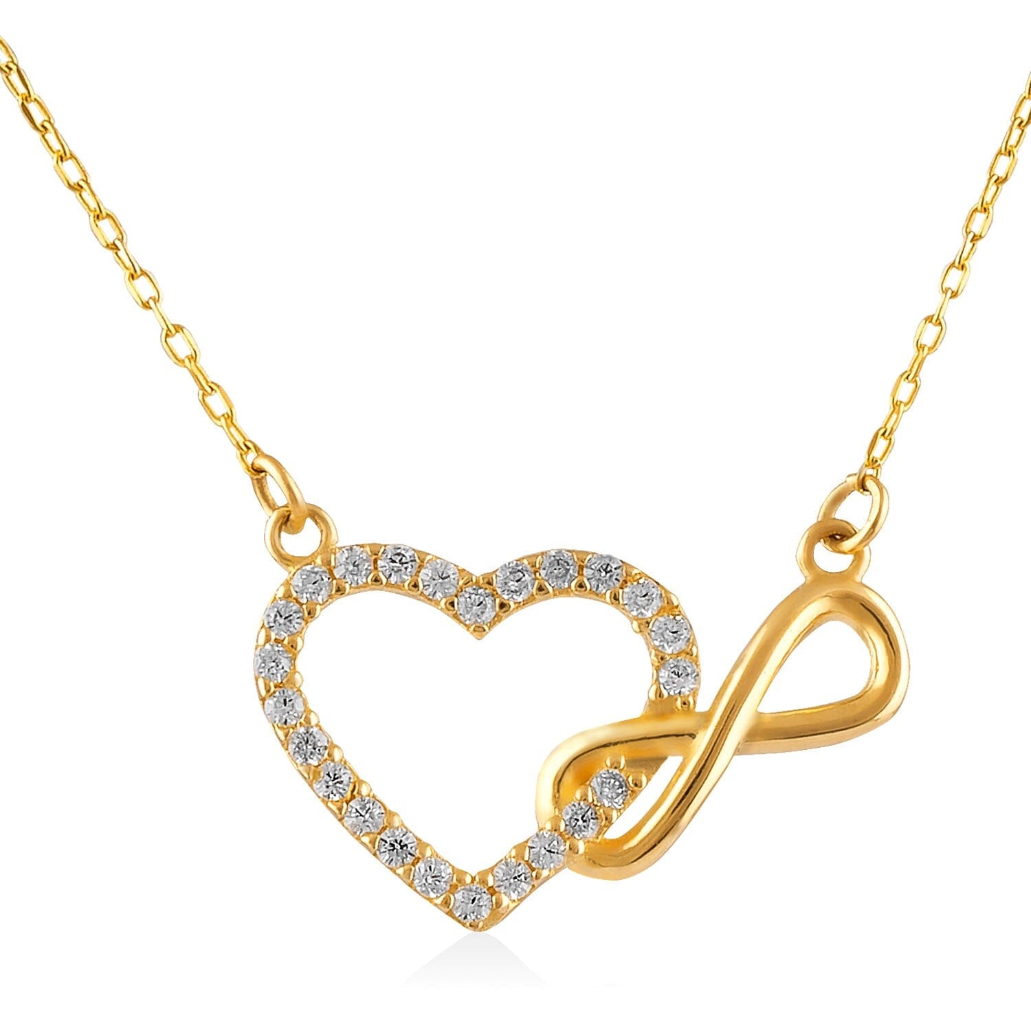 Heart Infinity Necklace in 14k Solid Gold - JCarat