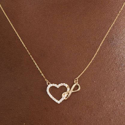 Heart Infinity Necklace in 14k Solid Gold - JCarat