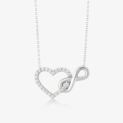 Heart Infinity Necklace in 14k Solid Gold - JCarat