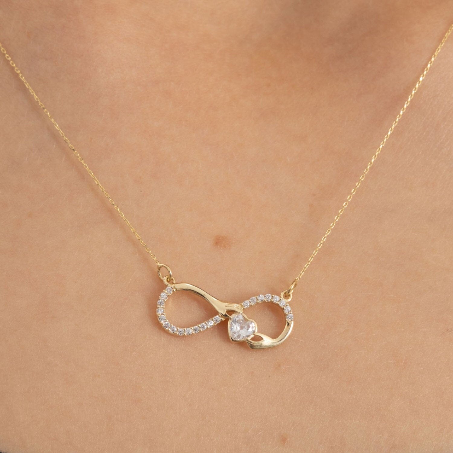 Infinity Heart Necklace in 14k Solid Gold - JCarat