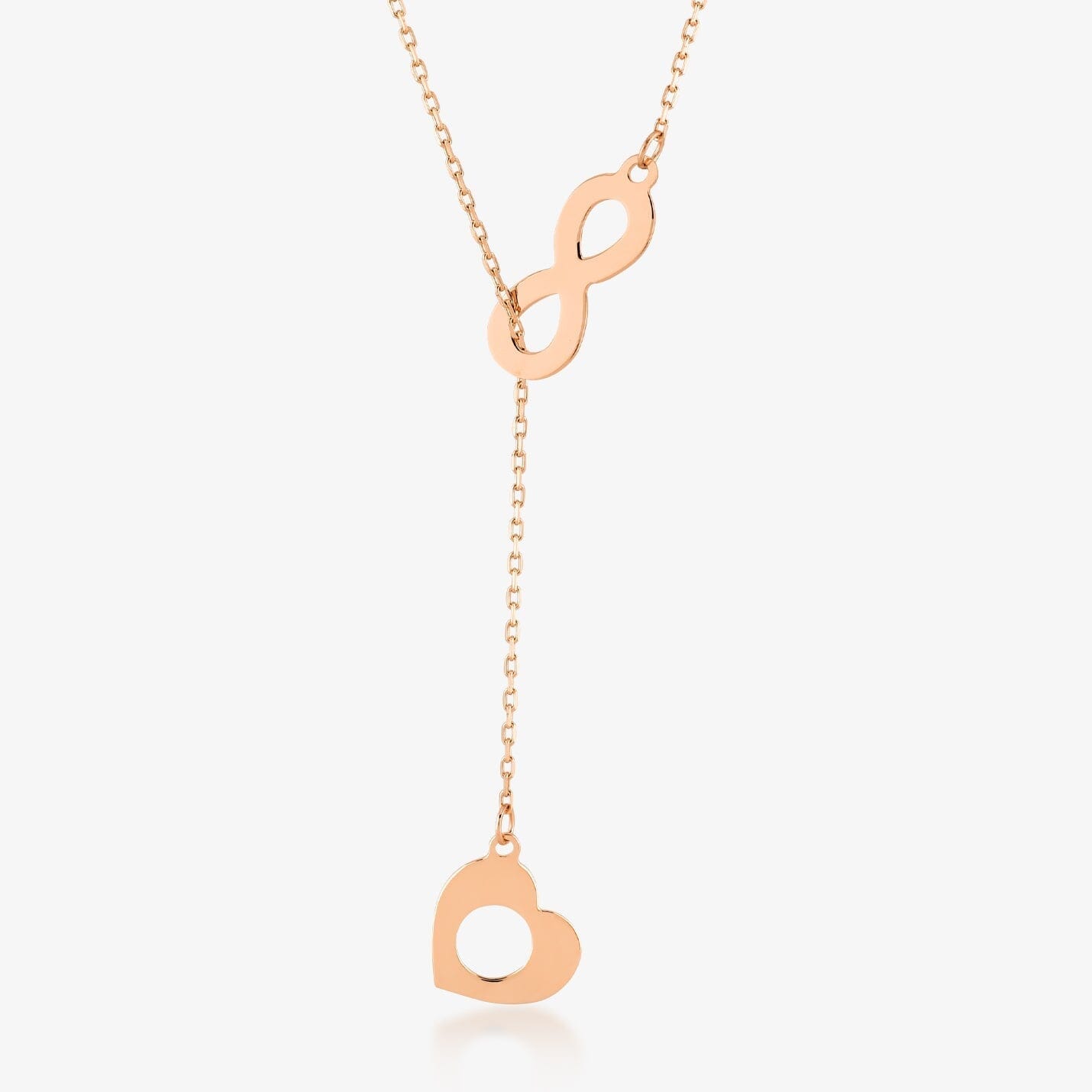 Infinity Heart Y-Necklace in 14k Solid Gold - JCarat