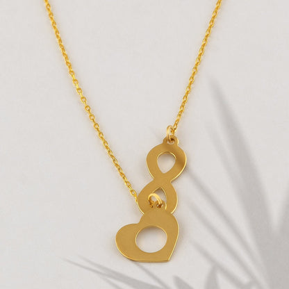 Infinity Heart Y-Necklace in 14k Solid Gold - JCarat