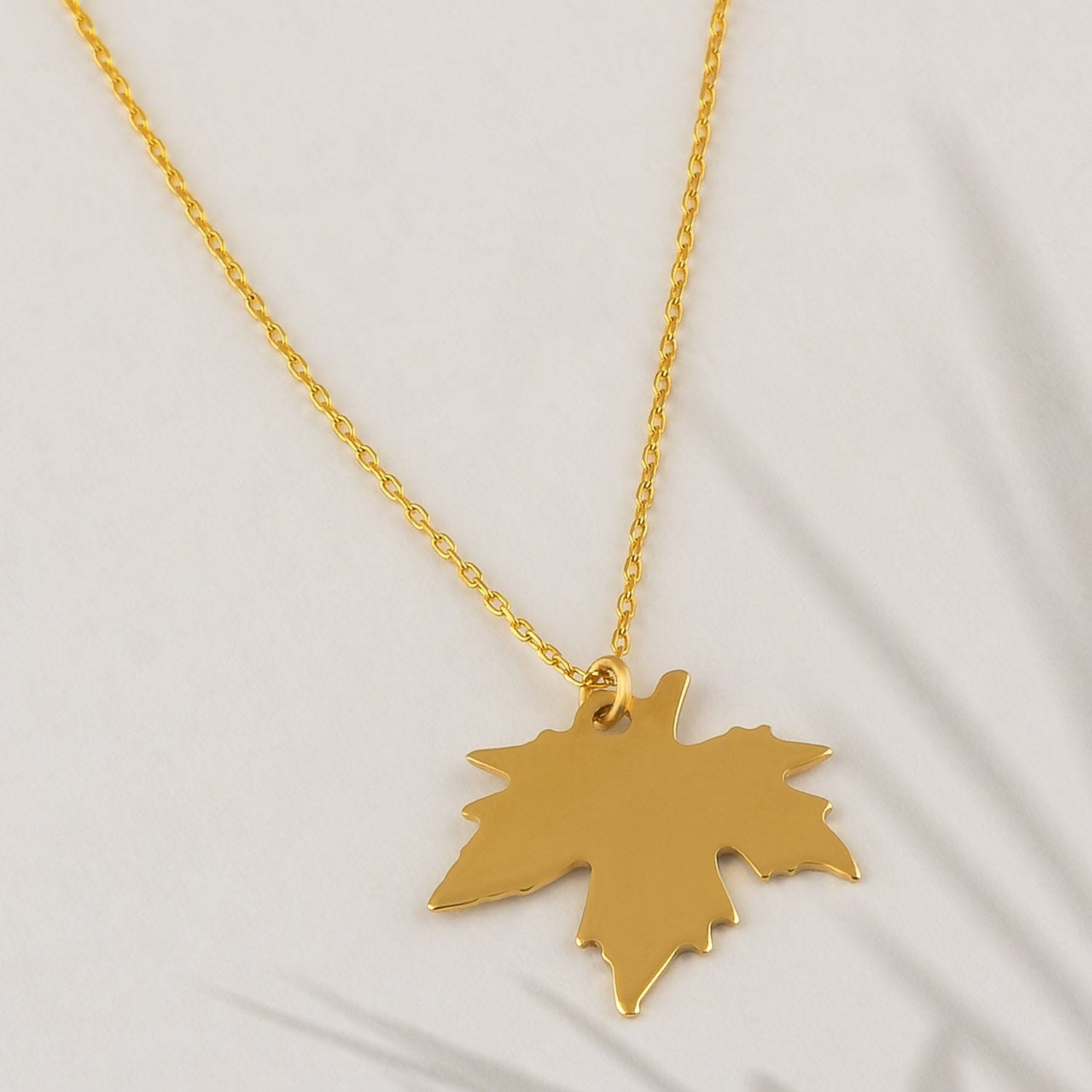 Maple Leaf Necklace in 14k Solid Gold - JCarat